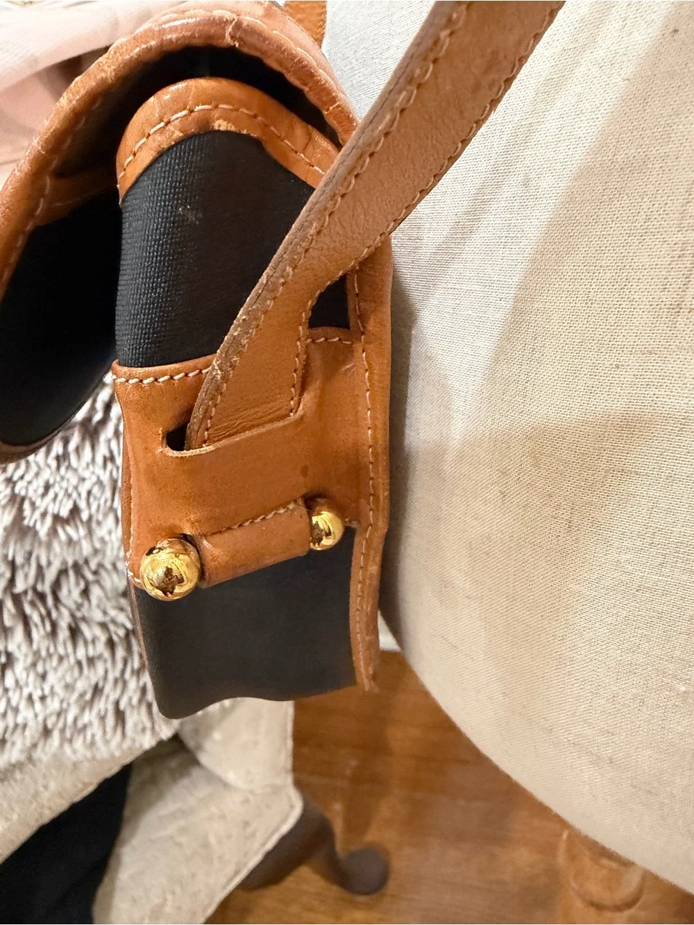 Dior Black and Brown Leather-Trim Crossbody Saddle Bag